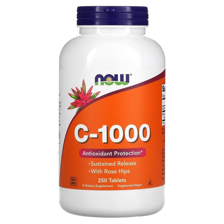 NOW Vitamin C 1000 мг RH SR 250 таб (Нау Витамин С с шиповником, замедленного высвобождения)