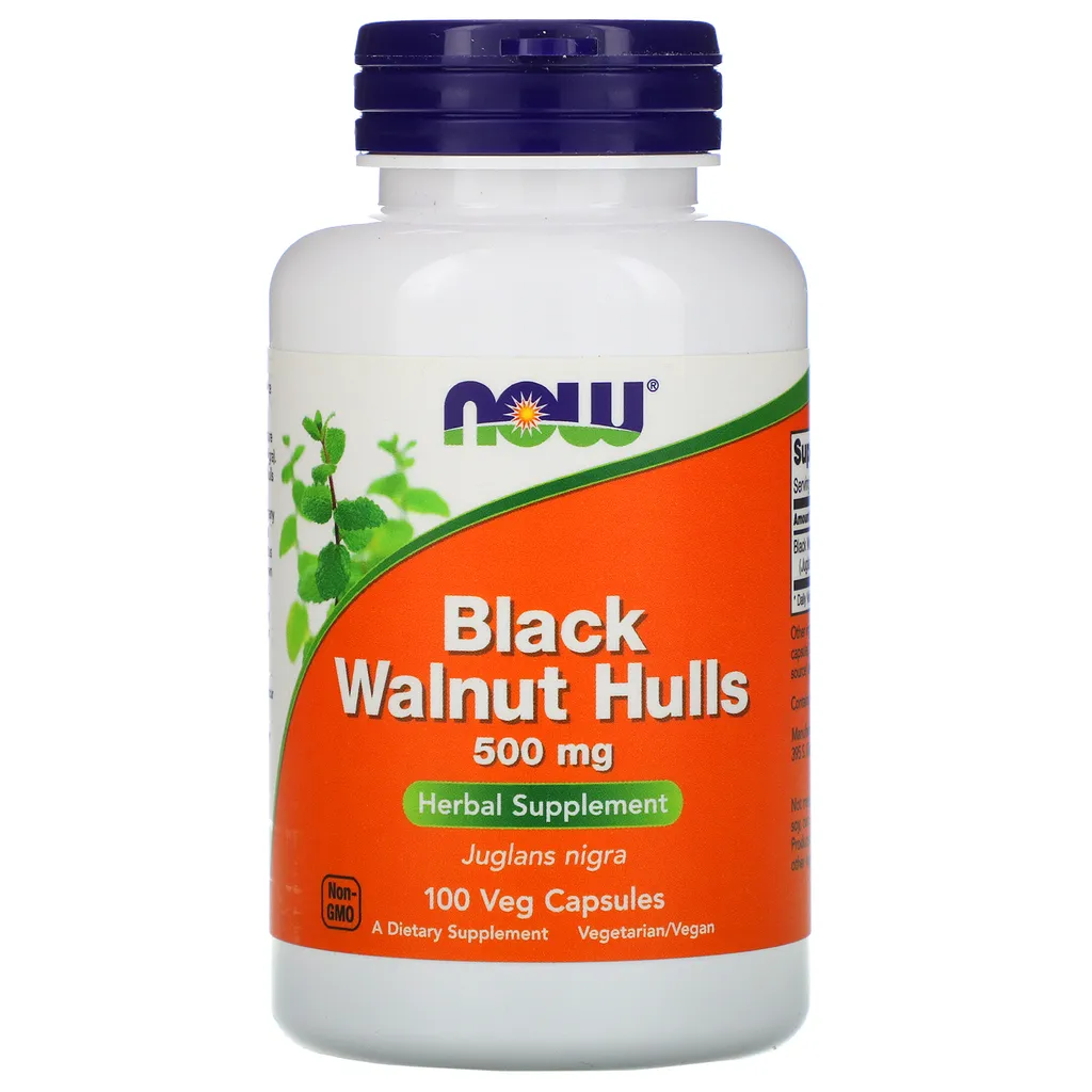 NOW Black Walnut Hulls 500 мг 100 капс (Нау Черный Орех 500 мг 100 капс)