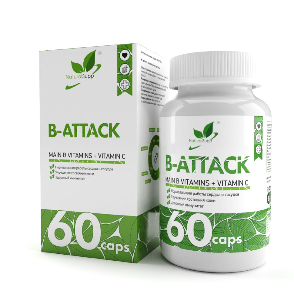 Б-комплекс NaturalSupp B-Attac 60 капс (НатуралСапп Б-Аттак)