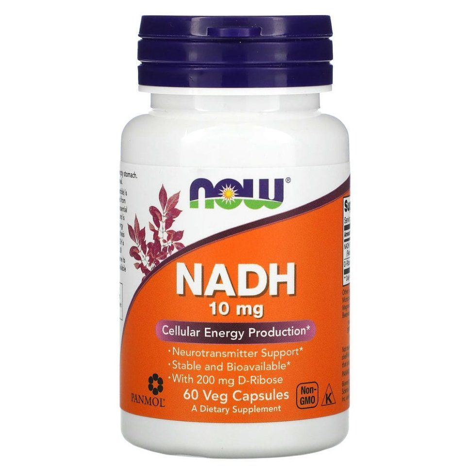 NOW NADH 10 мг With D-Ribose 200 60 капс (Нау НАДШ 10 мг Д-Рибоза 200 мг 60 капс)