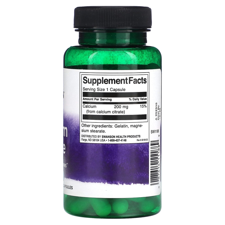 Кальций SWANSON Calcium Citrate 200 мг 60 капс (Свонсон Кальций Цитрат 200 мг 60 капс)