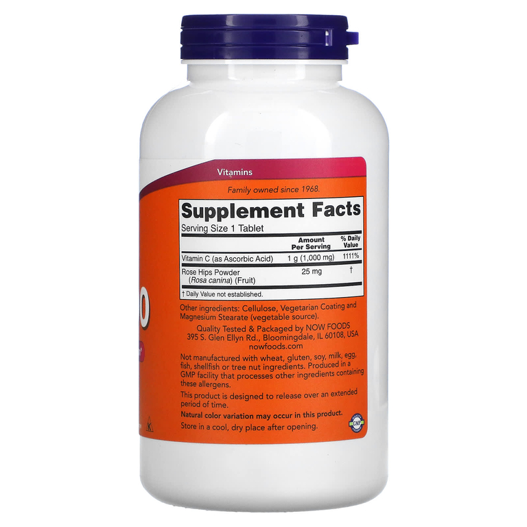 NOW Vitamin C 1000 мг RH SR 250 таб (Нау Витамин С с шиповником, замедленного высвобождения)