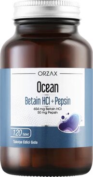 Бетаин (триметилглицин) ORZAX Betaine HCL + Pepsin 654 мг 120 таб (Орзакс Бетаин Гидрохлорид 654 мг)