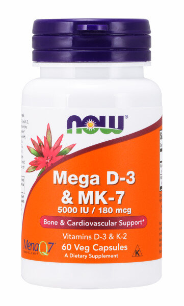 Витамин Д3 NOW Mega D3 5.000 + К2 (MK-7) 60 вкапс (Нау Мега Д3+К2(МК-7))