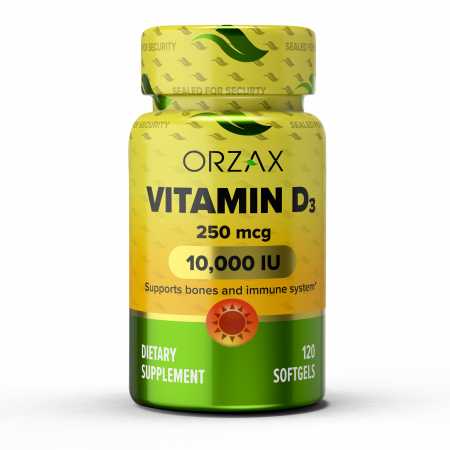 Витамин Д3 ORZAX Vitamin D3 10.000 МЕ 120 капс (Орзакс Витамин Д3 10.000 МЕ 120 кап)