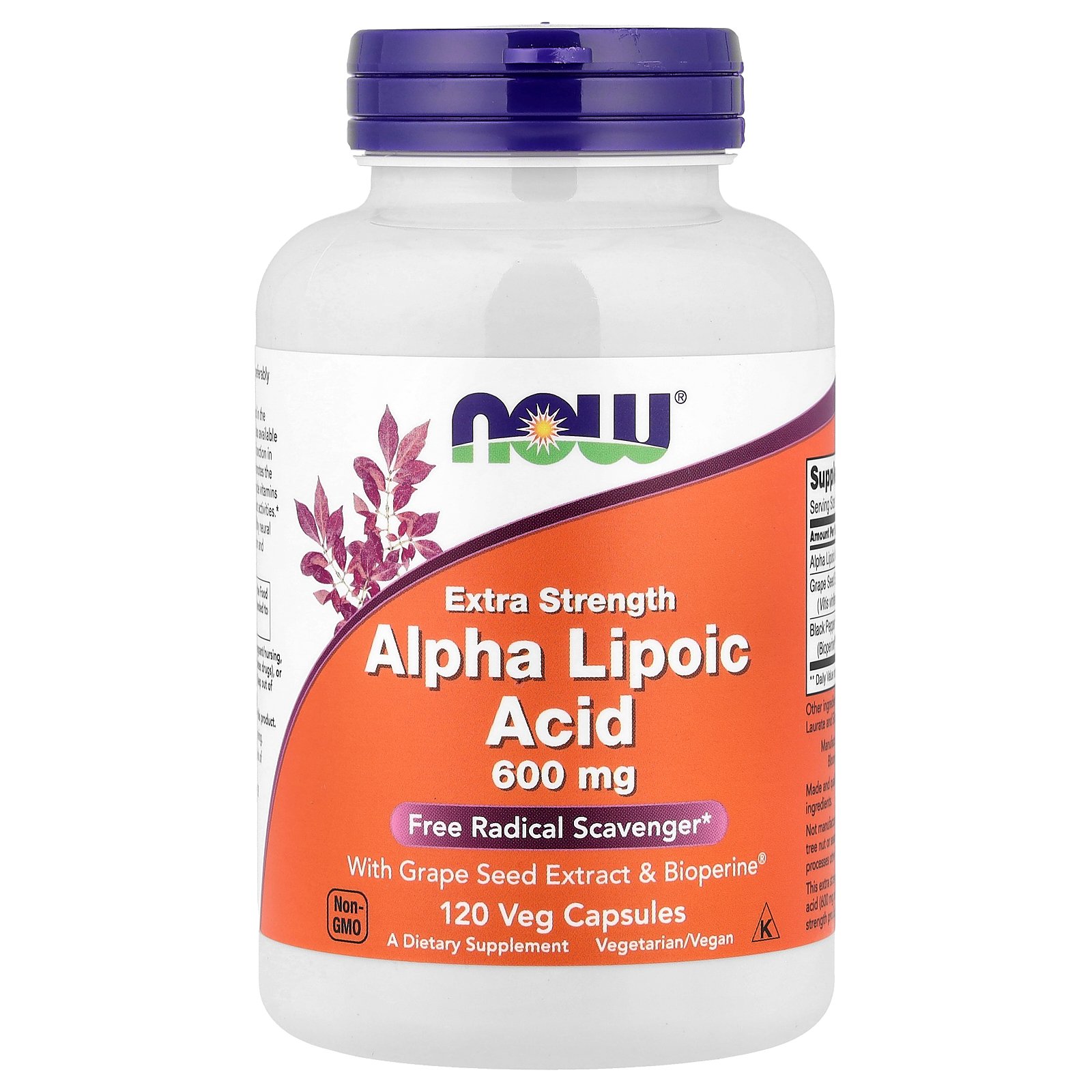 Альфа-липоевая NOW Alpha Lipoic Acid 600 мг 120 капс (Нау Альфа-липоевая кислота 600 мг 120 капс) Ма