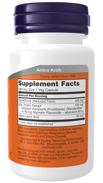 Глютатион NOW Glutathione 500 мг 30 капс (Нау Глютатион 500 мг)