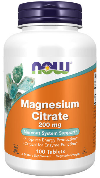 Магний NOW Magnesium Citrate 200 мг 100 таб (Нау Магний Цитрат 200 мг 100 таб)