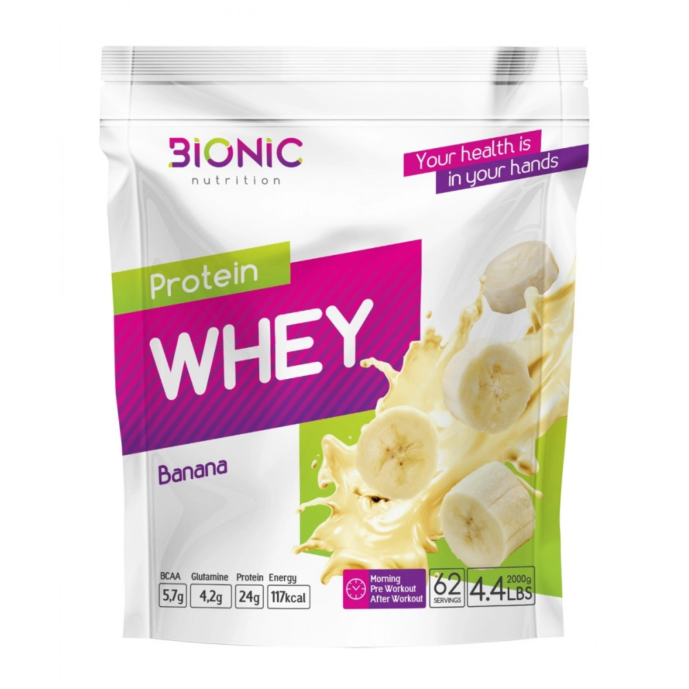 Сывроточный протеин Bionic Nutrition Whey 100% 2000 г (Бионик Нутришион 100% Вей 2000 г) (Банан)