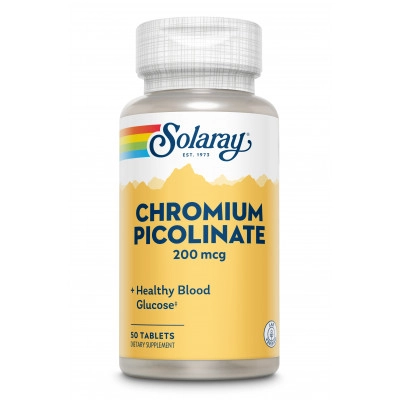 Хром Solaray Chromium Picolinate 200 mcg 50 таб ( Соларей Хром Пиколинат 200 мкг 50 таб)