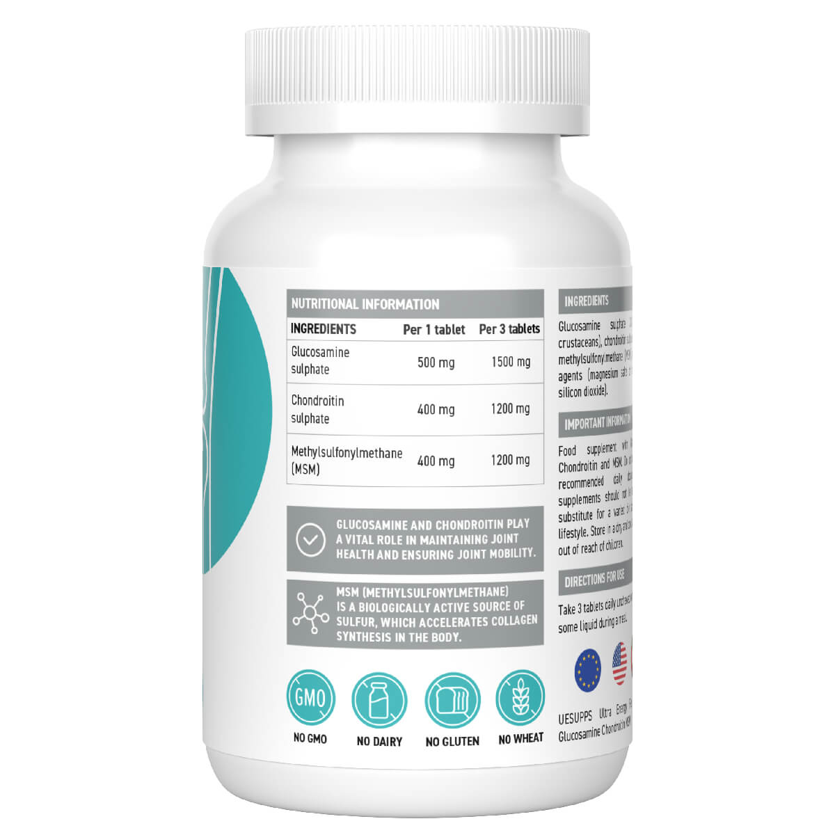 Для суставов и связок YLP Glucosamine & Chondroitin & MSM Complex 90 таб (ЮЛП Глюкозамин комплекс)
