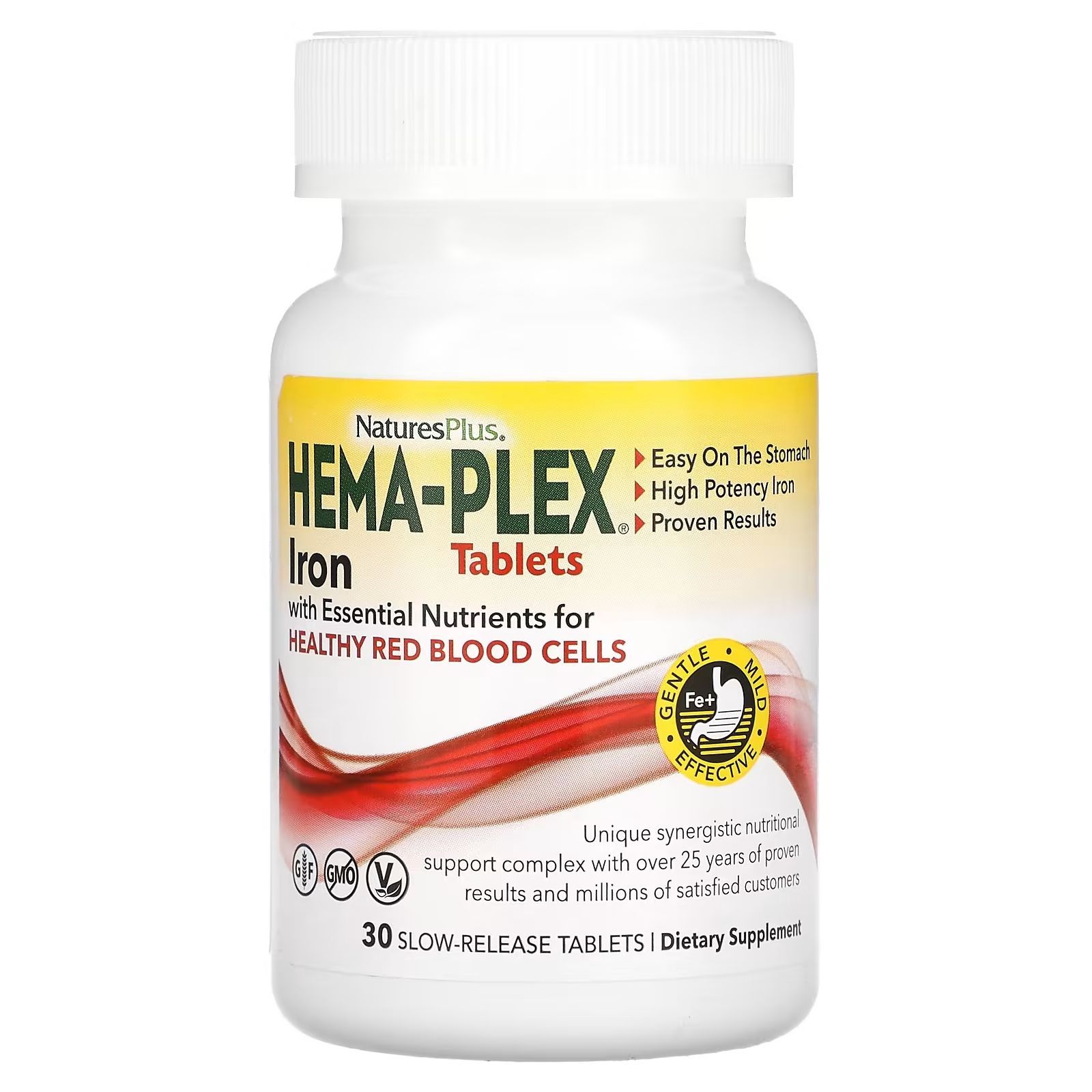 Железо Natures Plus Hema-Plex Slow-release 60 таб (Хема-Плекс медленного высвобождения)