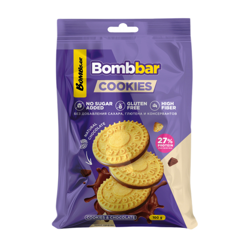 Печенье протеиновое BombBar COOKIES глазированное сливочное 100 г