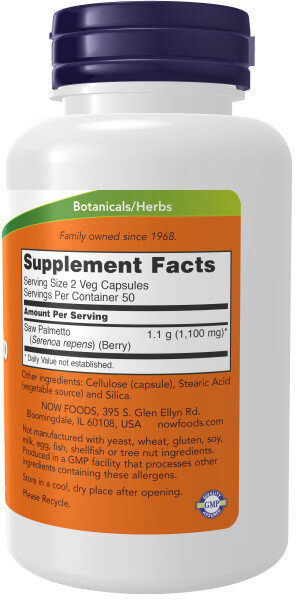 Предстательная железа NOW Saw Palmetto Berries 550мг 100капс (Нау Соу Палметто Ягоды серенои 550 мг)
