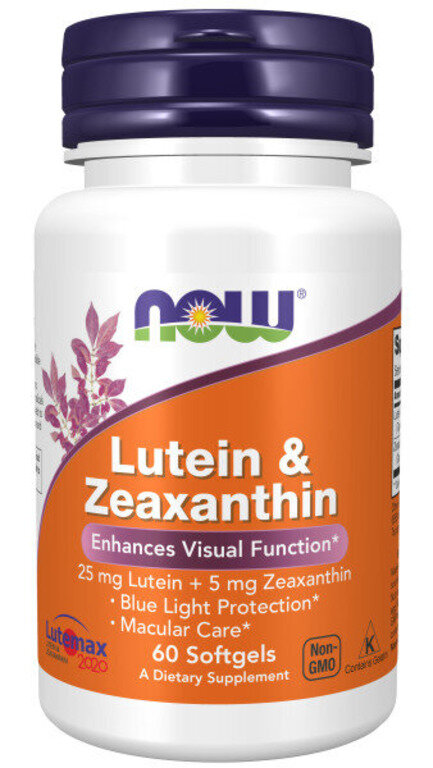 Для улучшения зрения NOW Lutein 25 мг & Zeaxanthin 5 мг 60 капс (Нау Лютеин Зеаксантин)