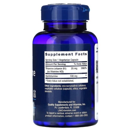 Витамин Б1 Life Extension Benfotiamine 100 мг 120 вкапс (Лайф Экстэншн Бенфотиамин)