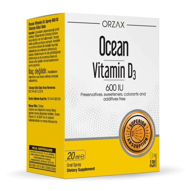 Витамин Д3 ORZAX Vitamin D3 600 ед Spray 20 мл (Орзакс Витамин Д3 600  Спрей 20 мл)
