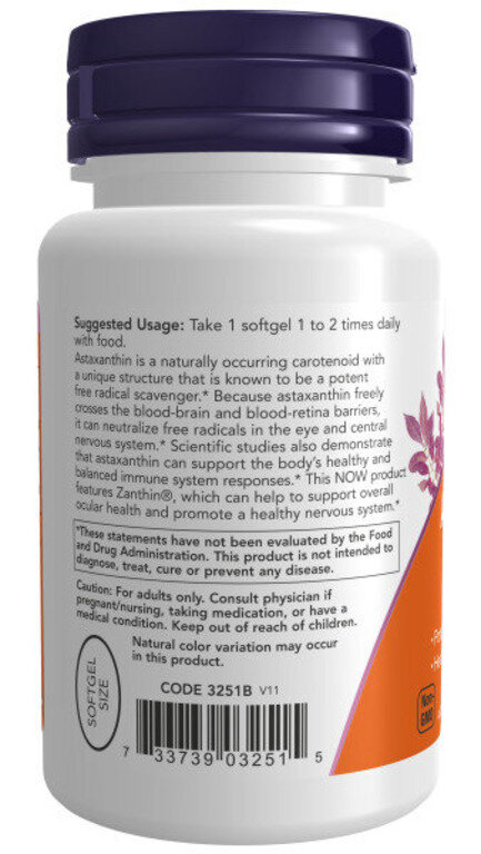 NOW Astaxanthin 4 мг 60 капс (Нау Астаксантин 4 мг 60 капс)