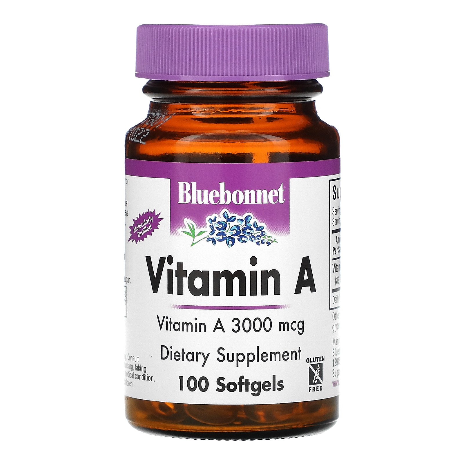 Витамин А Bluebonnet Vitamin A 3000 мкг (10.000 МЕ) 100 капс (Блюбоннет Витамин А)