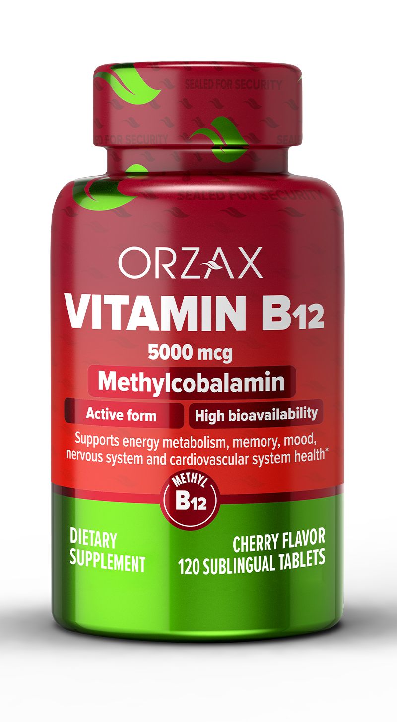 Витаин Б12 ORZAX Vitamin B12 5000 мкг 120 таб (Орзакс Витамин Б12 120 таб)