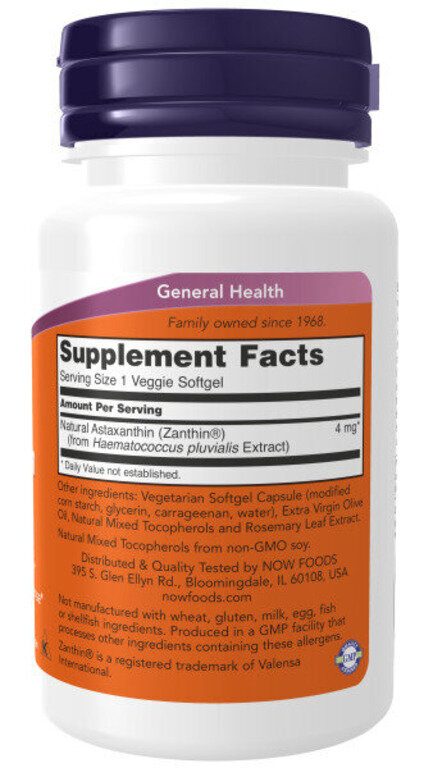 NOW Astaxanthin 4 мг 60 капс (Нау Астаксантин 4 мг 60 капс)
