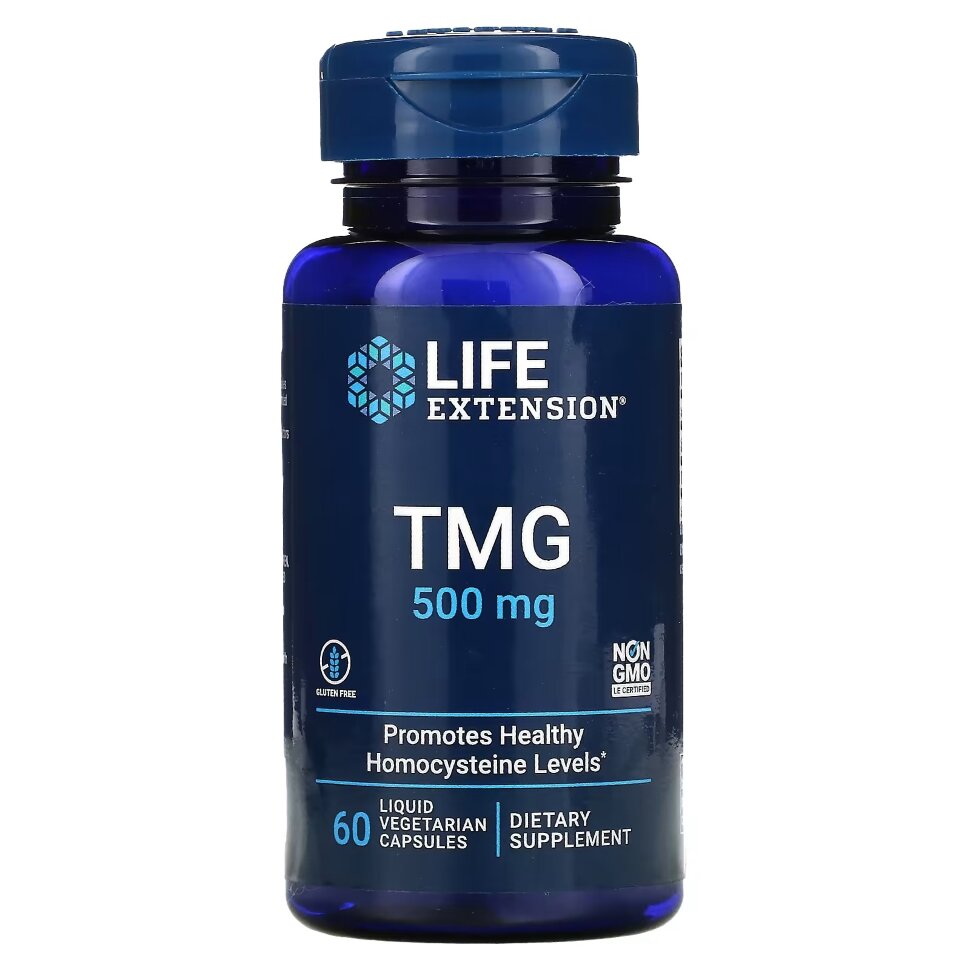 Триметилглицин Life Extension TMG 500 мг 60 вкапс (Лайф Экстэншн ТМГ 500 мг 60 вкапс)