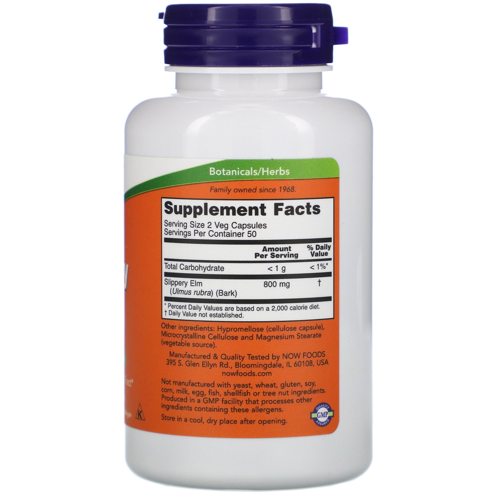 NOW Slippery Elm 400 мг 100 вкапс (Нау Скользкий  500 мг 100 вкапс)