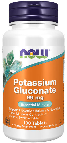 Калий NOW Potassium Gluconate 99 мг 100 таб (Нау Калия Глюконат 99 мг 100 таб) Марка