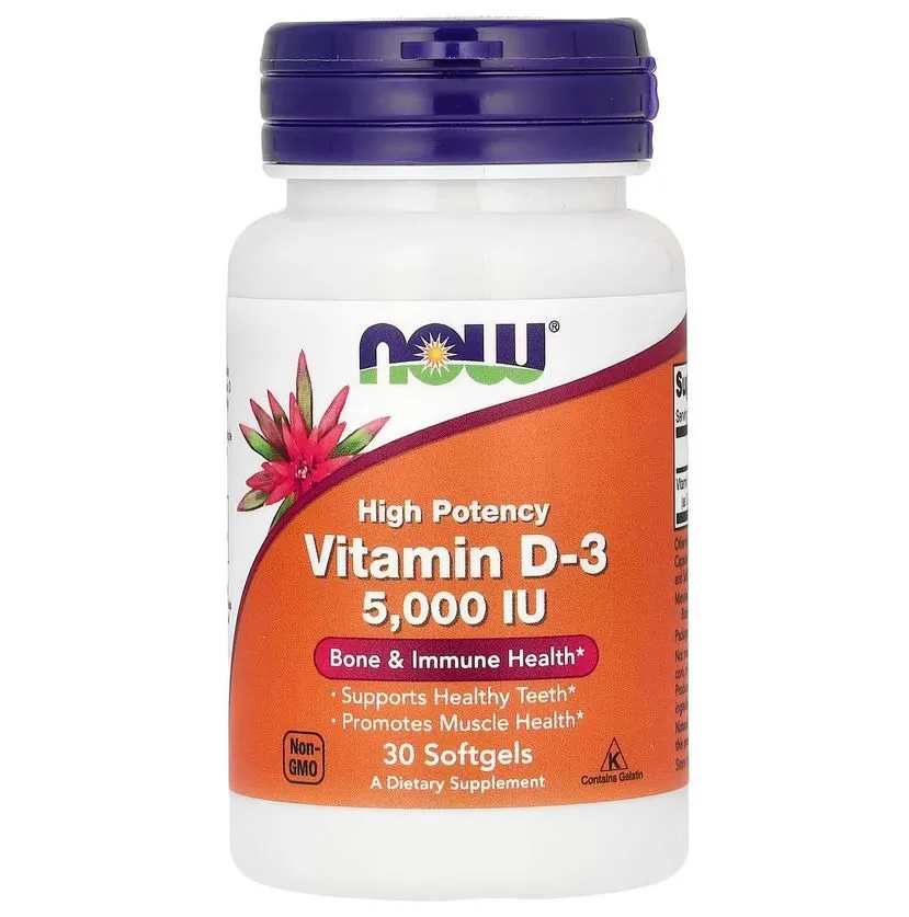 Витамин Д3 NOW Vitamin D3 5.000 МЕ 30 капс (Нау Витамин Д3 5000 30 капс)