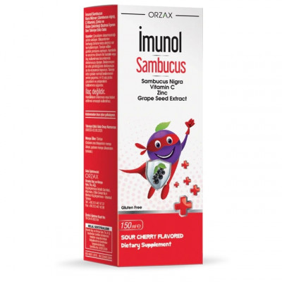 Иммуномодуляторы ORZAX İmunol Sambucus Liquid Form 150 мл (Орзакс Имунол Чёрная бузина 150 мл)