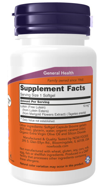 Для улучшения зрения NOW Lutein 10 мг 120 капс (Нау Лютеин 10 мг 120 капс)