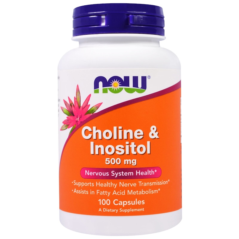 Витамины B4 (Холин) NOW Choline & Inositol 100 капс (Нау Холин и Инозитол 100 капс)