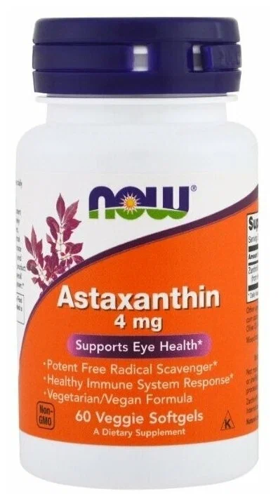 NOW Astaxanthin 4 мг 60 капс (Нау Астаксантин 4 мг 60 капс)