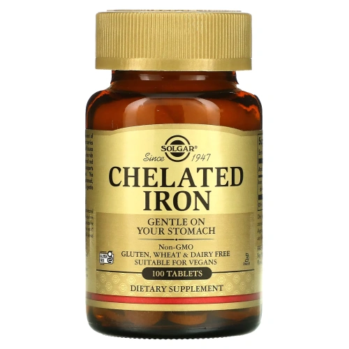 Железо Solgar Chelated  Iron 25 мг 100 таб (Солгар бисглицинат железа 100 таб)