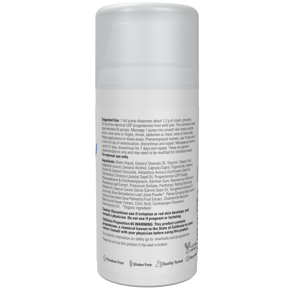 Для волос, ногтей и кожи NOW Progesterone Cream 90 ml