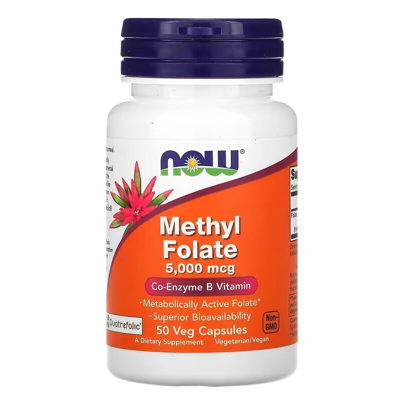 Витамин B9 Фолиевая кислота NOW Methyl Folate 5.000 мкг 50 капс (Нау Метил Фолат 5000 мкг)