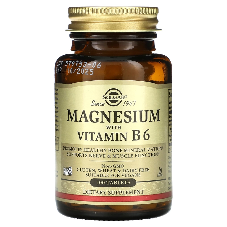Магний Solgar Magnesium with vitamin B6 мг 100 таб (Солгар Магний  Б6 мг 100 таб)