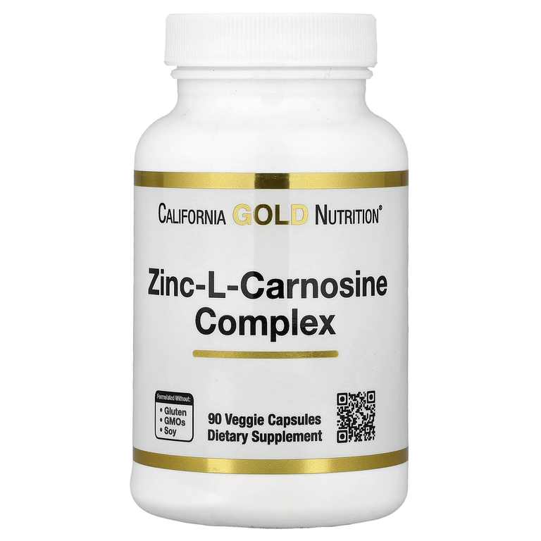 ЖКТ California Gold Nutrition Zinc-L-Carnosine Complex 90 вкапс (Калифорния Голд Цинк Карнозин 90)