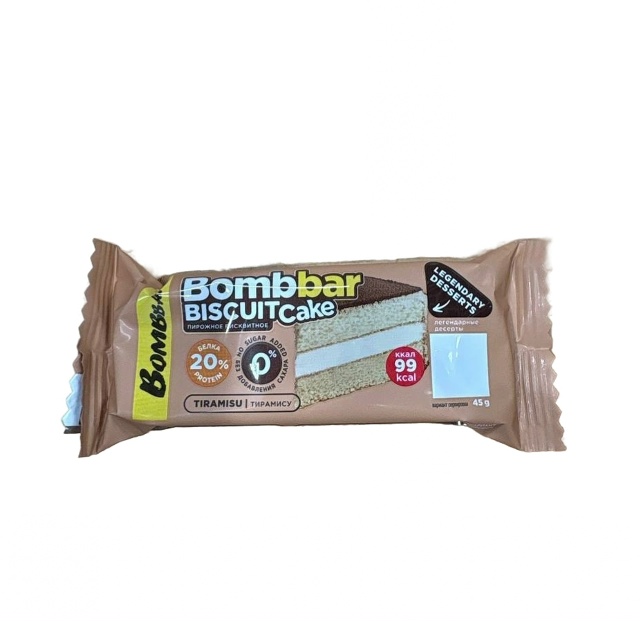 Пирожное Bombbar Biscut Cake 45 гр (Бомббар Брауни Бисквит Кейк 45 гр)