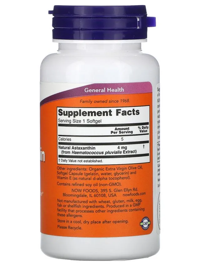 NOW Astaxanthin 4 мг 90 капс (Нау Астаксантин 4 мг 90 капс)