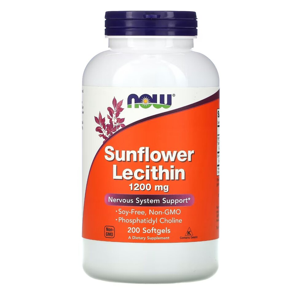 Лецитин NOW Sunflower Lecithin 1200 мг 200 капс (Нау Подсолнечный Лецитин 1200 мг 200 капс)