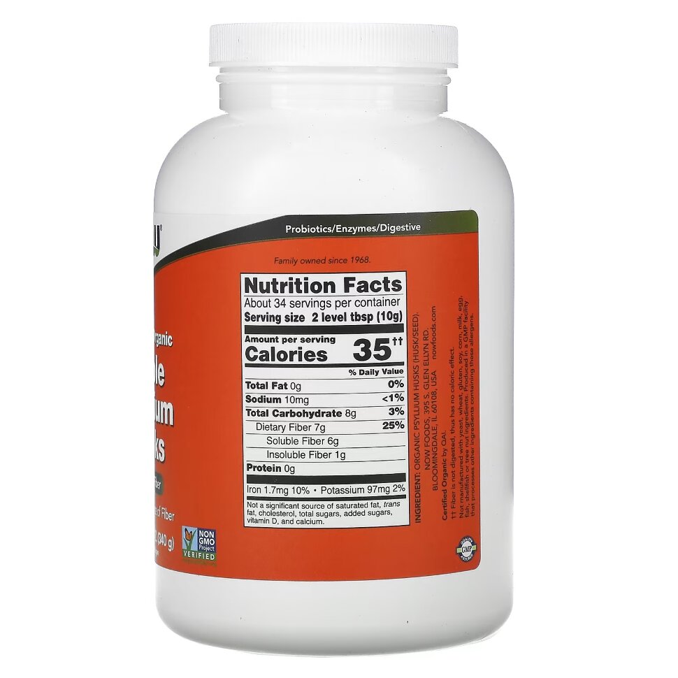 Клетчатка NOW Whole Psyllium Husk 340 гр (Нау Органическая шелуха подорожника 340 гр)