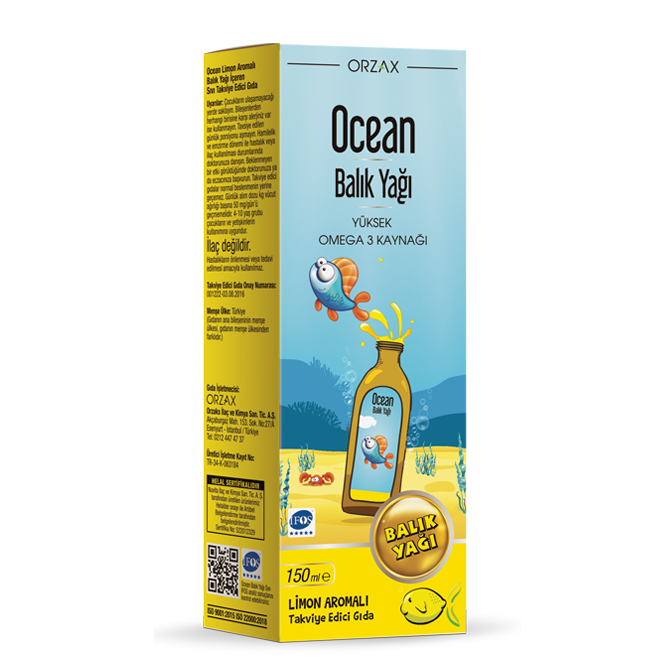 Омега 3 для детей ORZAX Fish Oil 150 мл (Орзакс Рыбий жир 150 мл) (Лимон)