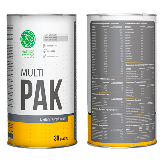 Общие витамины Nature Foods Multi PAK powder 300 гр (Натуре Фудс Мульти Пак повдер 300 гр)