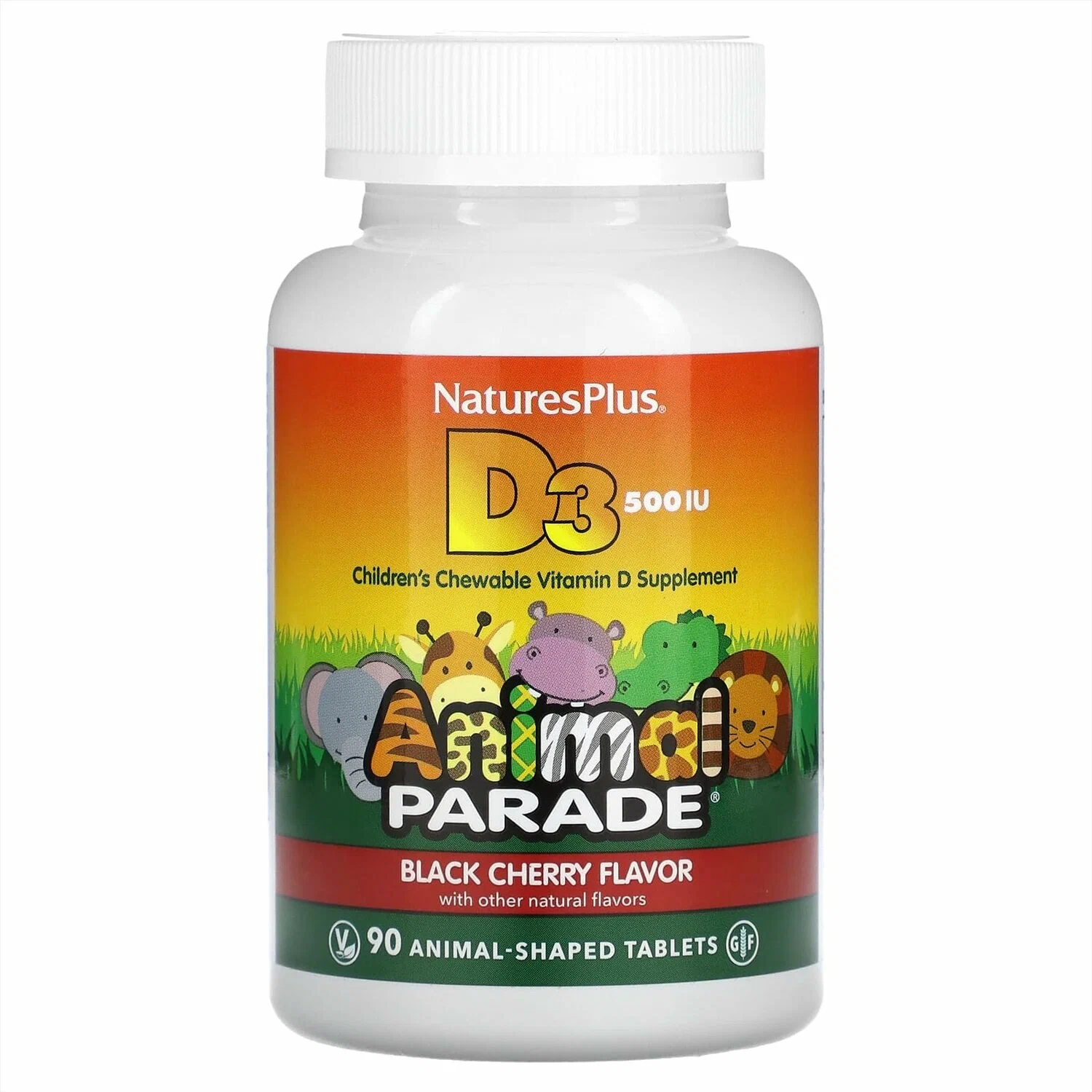 Витамин Д для детей Natures Plus Animal parade Vitamin D3 500 IU 90 таб (Энимал Парад Д3)Марка