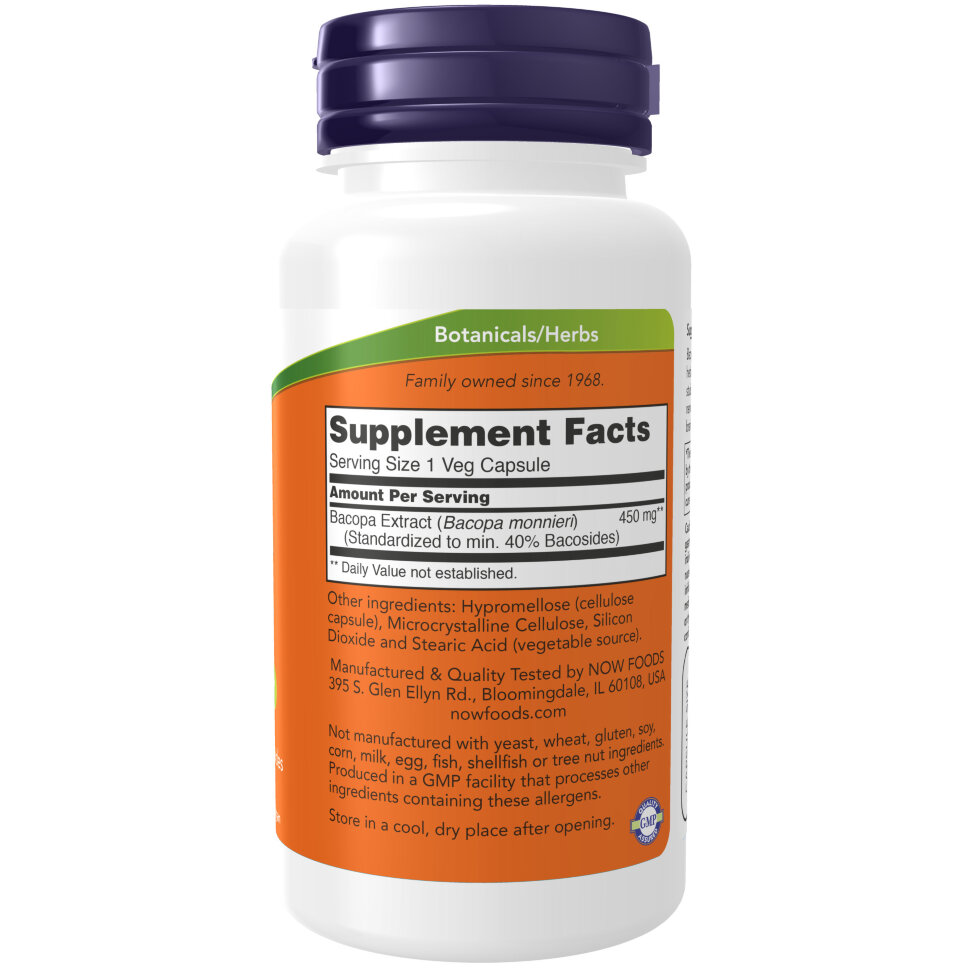 NOW Bacopa Extract 450 мг 90 капс (Нау Бакопа Экстракт 90 капс)