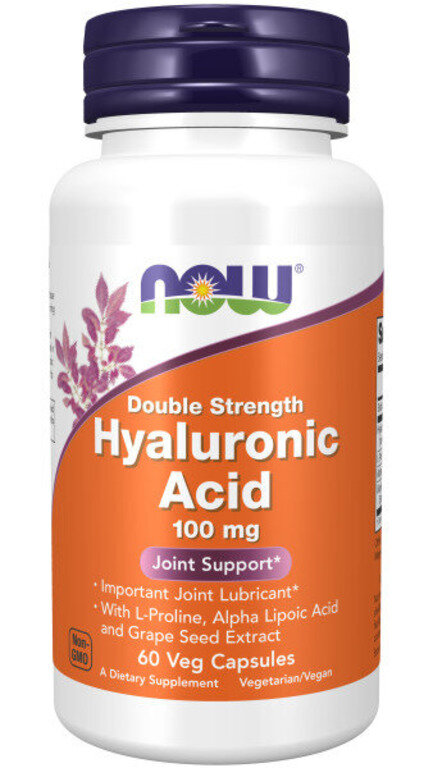 Для волос, ногтей и кожи NOW Hyaluronic Acid 100 мг 60 капс (Нау Гиалуроновая кислота 100 мг)