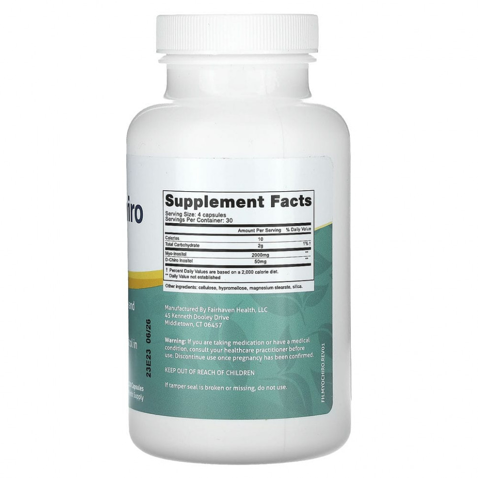 Fairhaven health Myo+D-Chiro Inositol 2000 мг 120 капс (Фэрхвейн Хелф Мио Д Хиро Инозитол 120 капс )