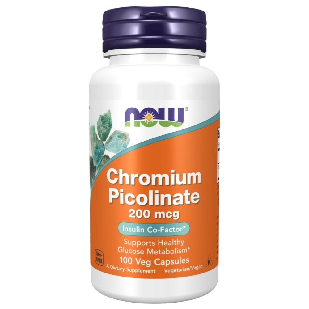 Хром NOW Chromium Picolinate 200 мкг 100 вкапс (Нау Хром Пиколинат 200 мкг)
