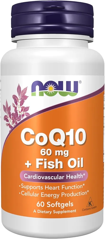 Коэнзим NOW CoQ10+Fish Oil 60 мг 60 софт (Нау Коэнзим Q10+Фиш Оил 60 мг 60 софт)